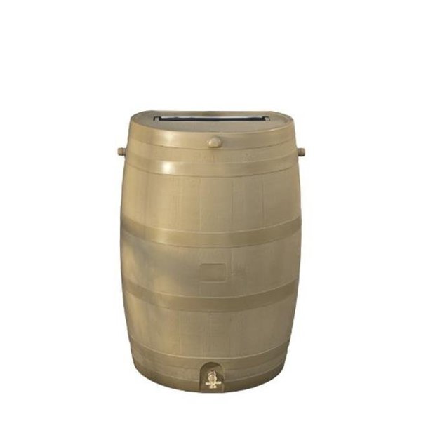 Rts Companies RTS Companies 5510-000900-5481 Flatback Rain Barrel 50USG - Oak with Brass Spigot 5510-000900-5481